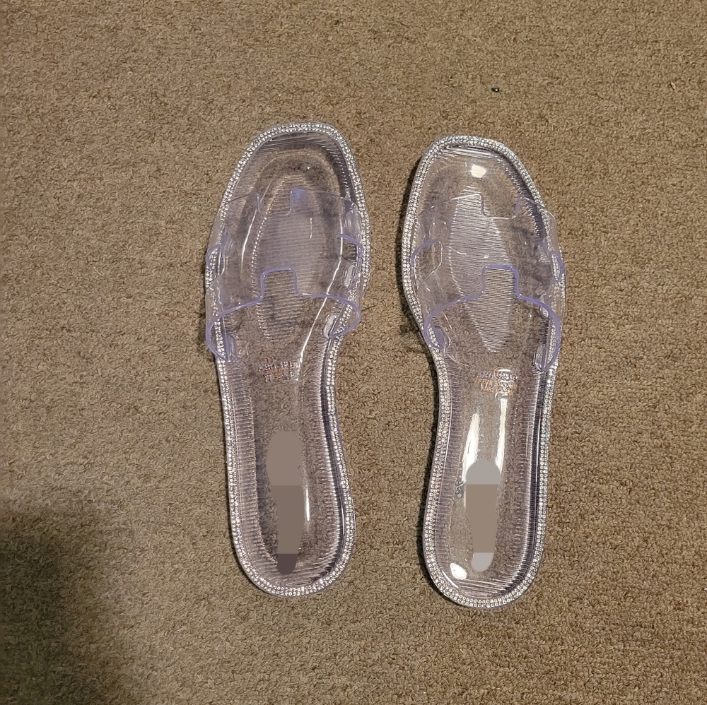 Clear Sandals with rhinestones on edge
